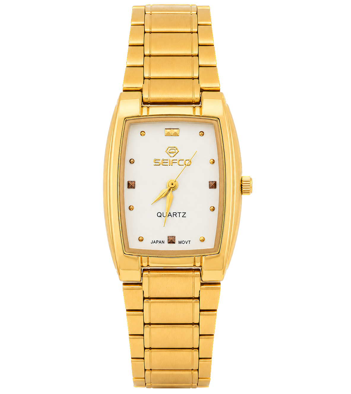 Seifco SF-OR7WGM unisex Quartz Watch, White Dial, Gold Stainless Steel Bracelet