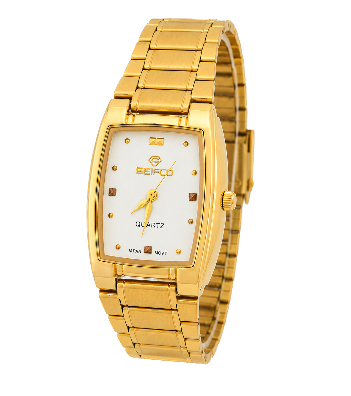 Seifco SF-OR7WGM unisex Quartz Watch, White Dial, Gold Stainless Steel Bracelet - Image 2