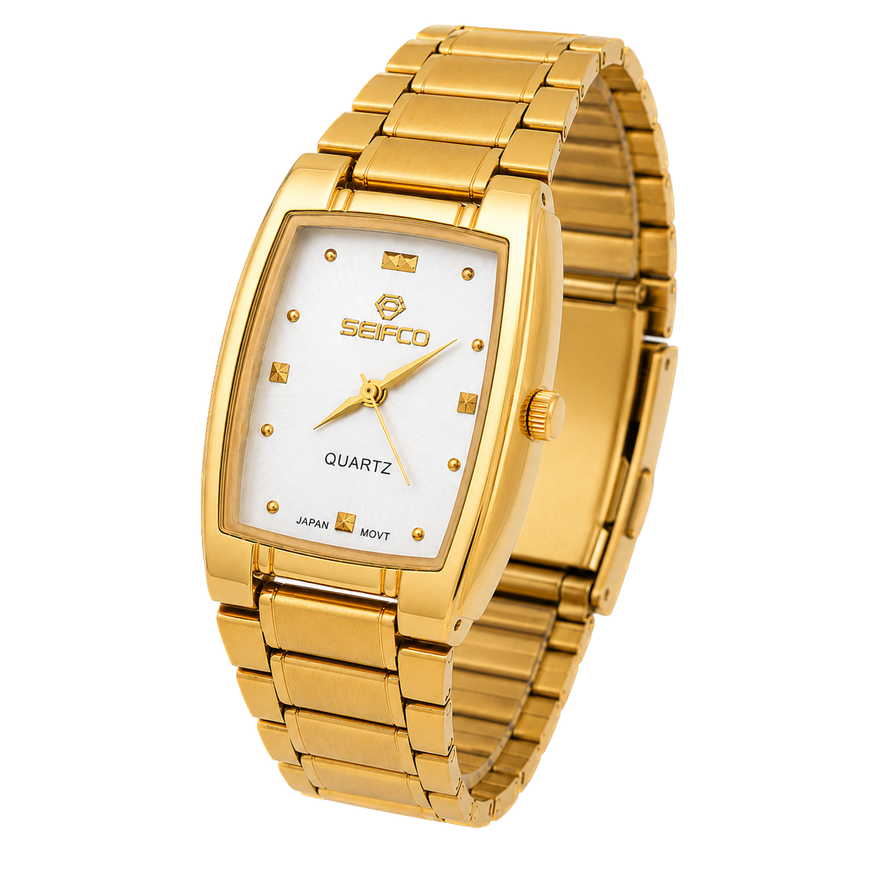 Seifco SF-OR7SGM unisex Quartz Watch, Silver Dial, Gold Stainless Steel Bracelet - الصورة 2