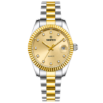 SEIFCO Classic Men's Stainless Steel Quartz Watch, Gold Dial, Silver Gold