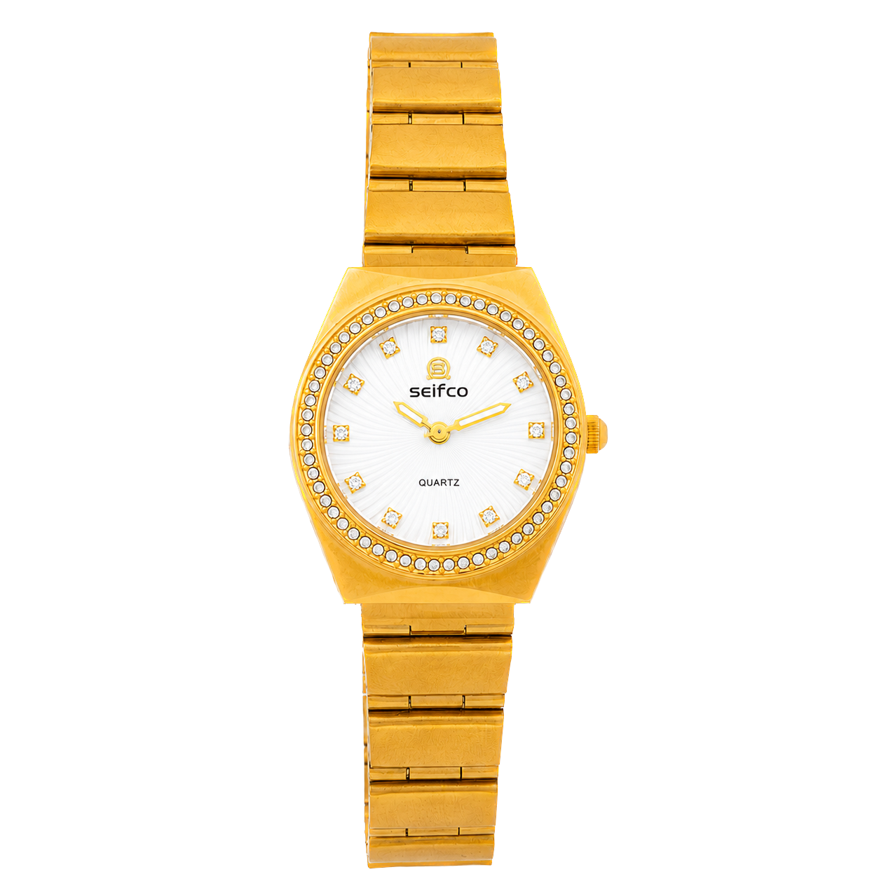 SEIFCO Slim Women's Stainless Steel Watch with White Dial and Gold Bracelet - Image 2