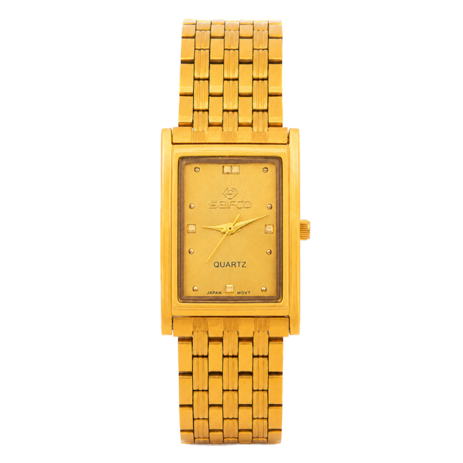 Seifco SF-OR8GGM unisex Quartz Watch, Gold Dial, Gold Stainless Steel Bracelet