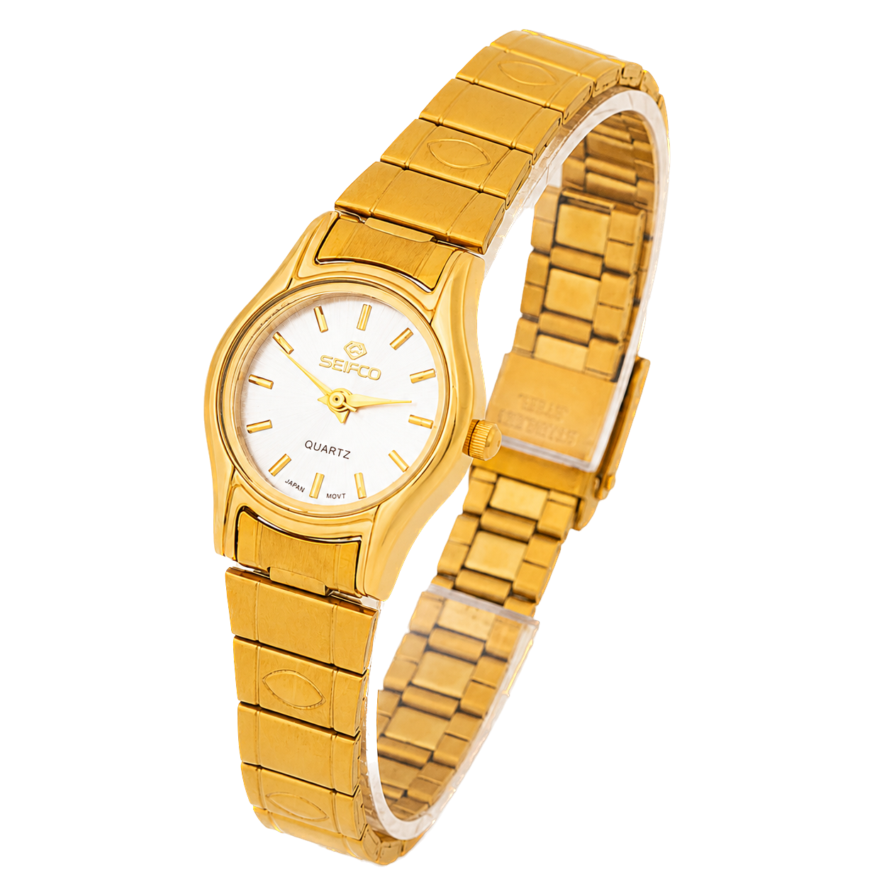 SEIFCO Slim Women's Stainless Steel Watch with Silver Dial and Gold Bracelet - Image 2