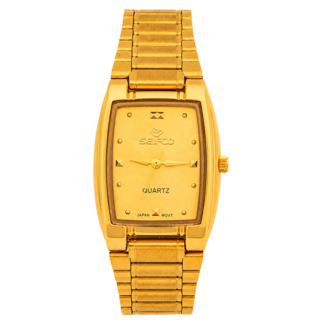 Seifco SF-OR7GGM unisex Quartz Watch, Gold Dial, Gold Stainless Steel Bracelet