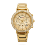 SEIFCO Classic Women’s Stainless Steel Quartz Watch with Gold Dial and Gold Bracelet