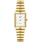SEIFCO Classic Women’s Stainless Steel Quartz Watch with White Dial and Gold Bracelet