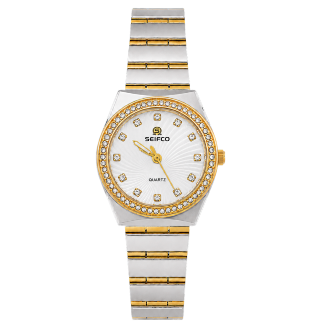 Women’s Stainless Steel Watch with White Dial and Silver Bracelet