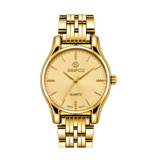 SEIFCO Classic | Women's Stainless Steel Watch with Gold Dial and Gold Bracelet