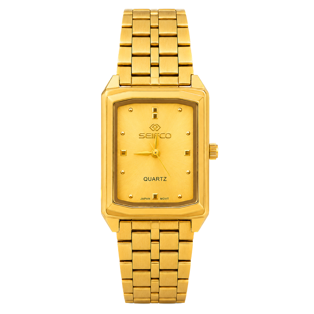 ٍٍSEIFCO Classic Unisex Stainless Steel Watch with Gold Dial and Gold Bracelet