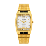 SEIFCO Classic Men’s Stainless Steel Quartz Watch with Light Silver Dial and Gold Bracelet