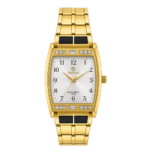 SEIFCO Classic Men’s Stainless Steel Quartz Watch with Light Silver Dial and Gold Bracelet