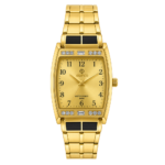 SEIFCO Classic Women’s Stainless Steel Quartz Watch with Gold Dial and Gold Bracelet