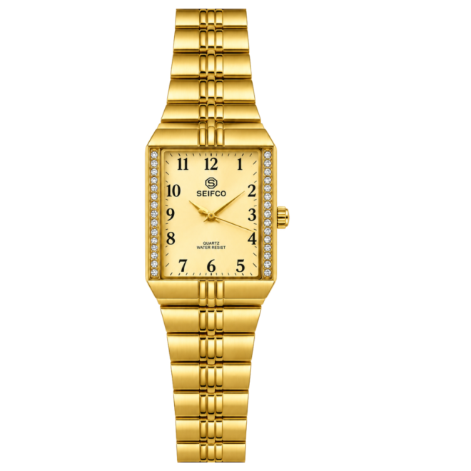Women’s Gold Watch with Gold Dial and Crystal Accents