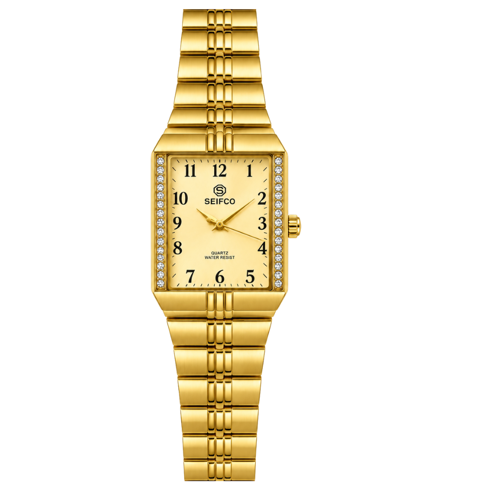 Women’s Gold Watch with Gold Dial and Crystal Accents