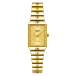 SEIFCO Classic Women’s Stainless Steel Quartz Watch with Gold Dial and Gold Bracelet