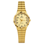 Unisex Gold Watch with Gold Dial and Crystal Accents
