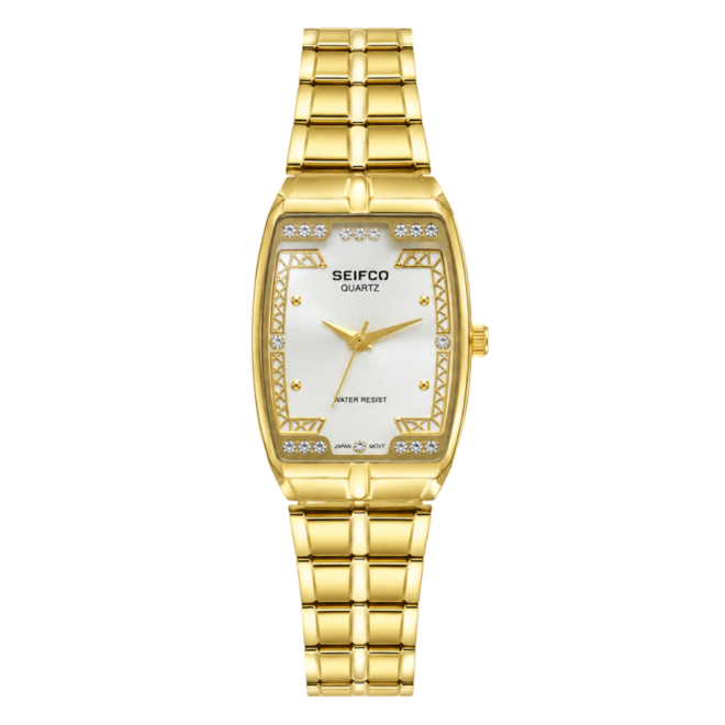 SEIFCO Classic Unisex Stainless Steel Watch with Silver Dial and Gold Bracelet