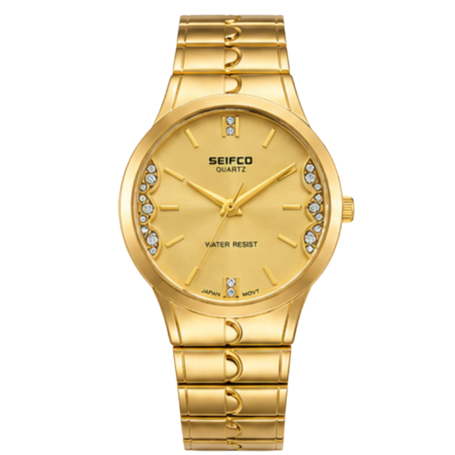Women’s Gold Watch with Gold Dial and Crystal Accents