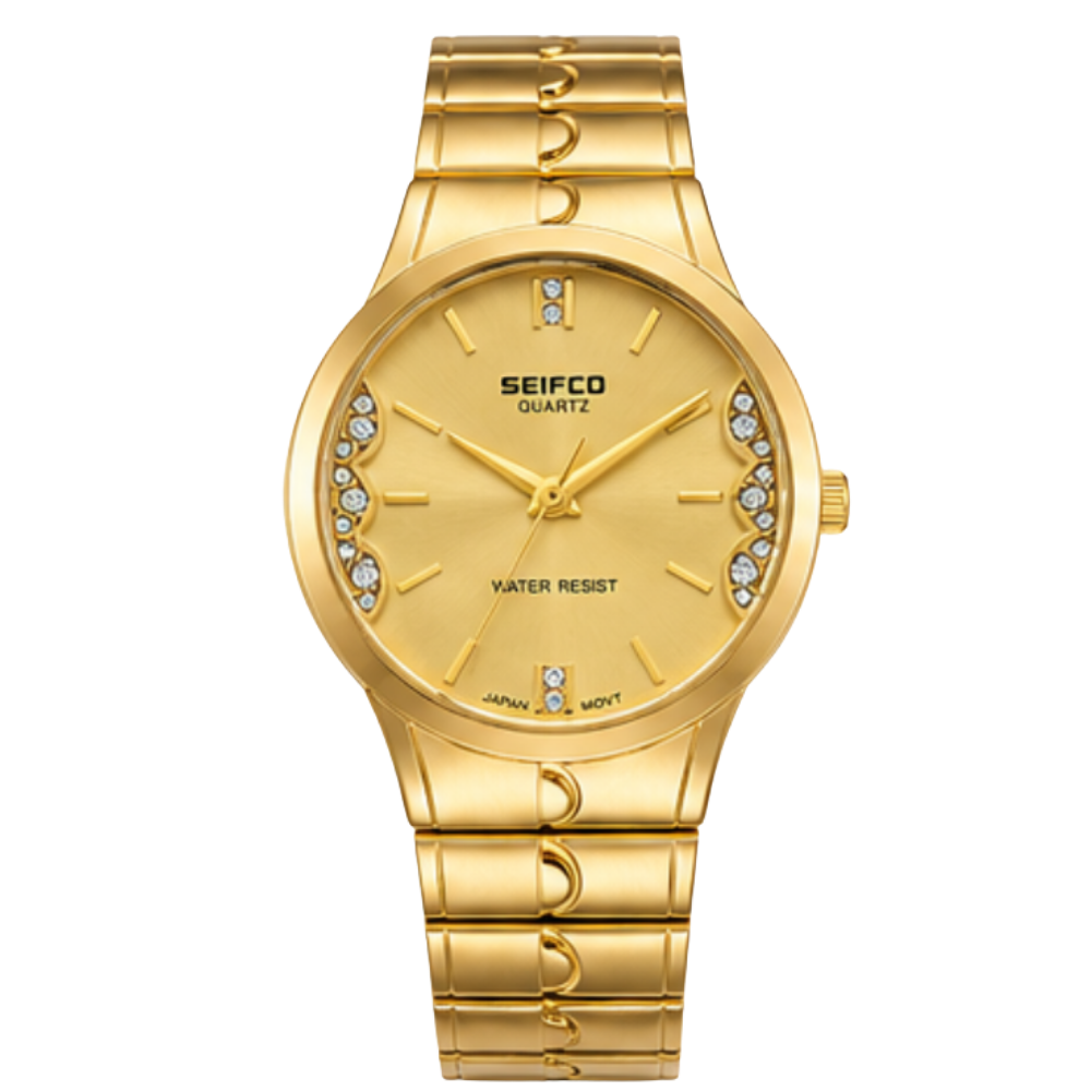 Women’s Gold Watch with Gold Dial and Crystal Accents