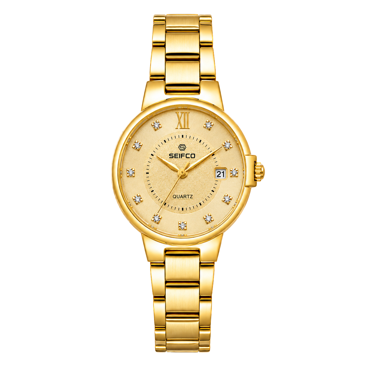 Women’s Gold Watch with Gold Dial and Crystal Accents