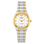 SEIFCO Classic Unisex Stainless Steel Watch with White Dial and Silver Gold Bracelet