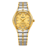 SEIFCO Classic Women’s Stainless Steel Quartz Watch with Gold Dial and Silver Gold Bracelet