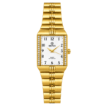 SEIFCO Classic Unisex Stainless Steel Watch with White Dial and Gold Bracelet