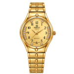 SEIFCO Classic Women’s Stainless Steel Quartz Watch with Gold Dial and Gold Bracelet