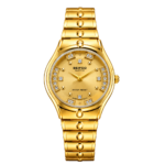 SEIFCO Classic Women’s Stainless Steel Quartz Watch with Gold Dial and Gold Bracelet