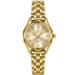 SEIFCO Classic Women’s Stainless Steel Quartz Watch with Light Gold Dial and Gold Bracelet